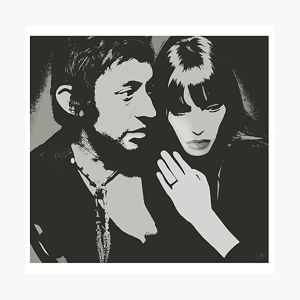 Serge Gainsbourg Jane Birkin Black and white portrait" Print Sale by | Redbubble