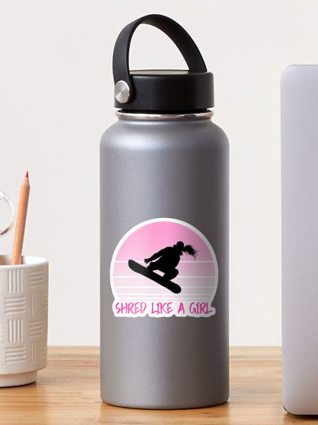 Stainless Steel Water Bottle with 'I Shred' Vintage Design Showing