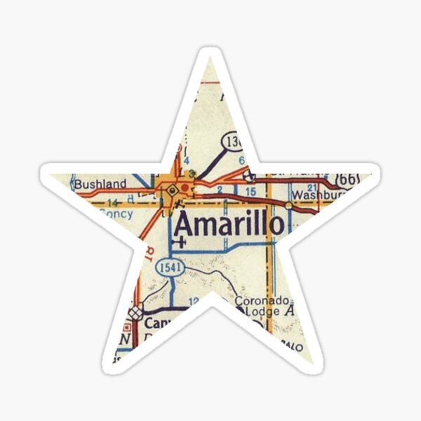 Vista previa del artículo con la obra «Amarillo TX Vintage Map», diseñado y vendido por Southwestsky.