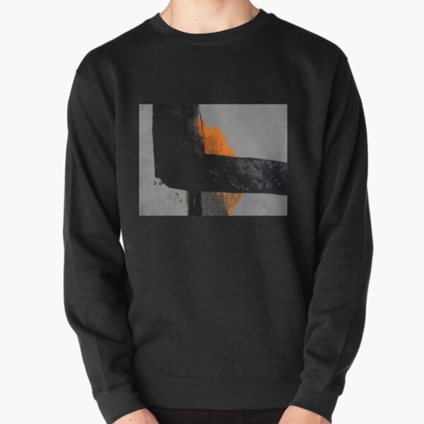 Minimal Orange on Black Pullover Sweatshirt