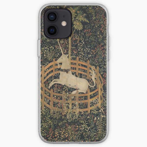 Medieval Unicorn In Captivity Floral Tapestry iPhone Soft Case