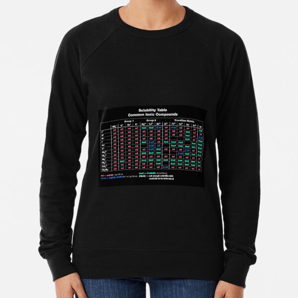Solubility Table. Common Ionic Compounds. Solubility chart Lightweight Sweatshirt