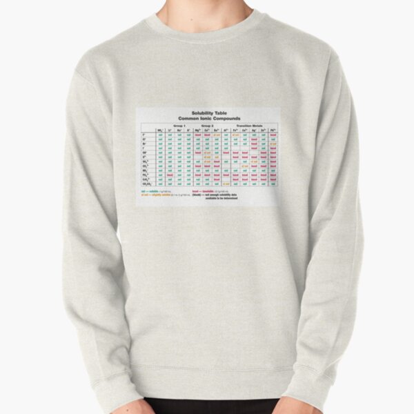 Solubility Table. Common Ionic Compounds. Solubility chart Pullover Sweatshirt