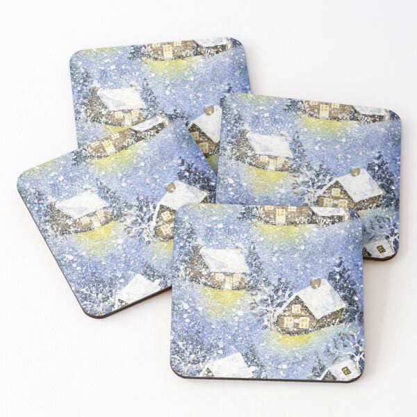 Item preview, Winter Countryside - Watercolor Cottages Covered in Snow designed and sold by AlicjaCurioseur.