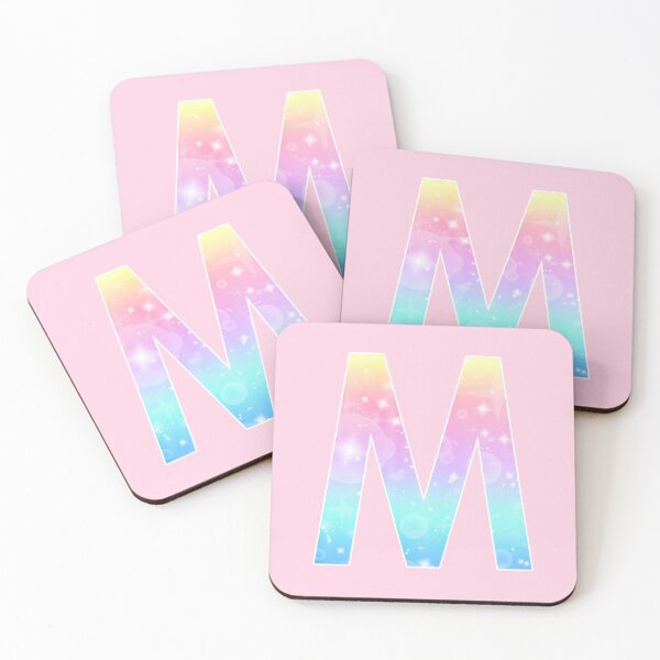 Item preview, The Letter M - Monogram in Kawaii Magical Unicorn Sparkle Pattern designed and sold by Bumblefuzzies.