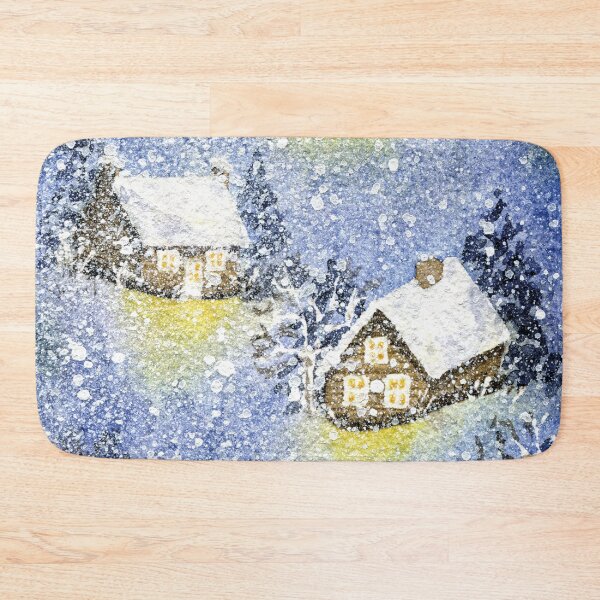 Item preview, Winter Countryside - Watercolor Cottages Covered in Snow designed and sold by AlicjaCurioseur.