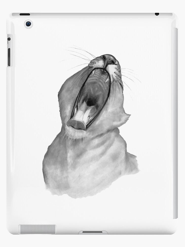 Lion Yawning: Big-Mouthed Lion: Pencil Drawing: Wildlife iPad Case & Skin  for Sale by Joyce Geleynse