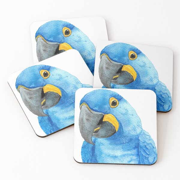 Item preview, hyacinth macaw watercolor bird parrot painting designed and sold by L'Atelier Oranjade.