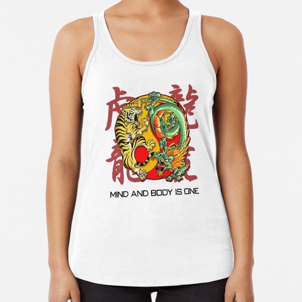 Mind and Body is One - Tiger and Dragon Variant Racerback Tank Top