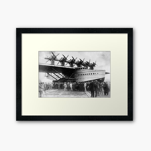 Flying boat. Ancient photography of ancient technique. Framed Art Print