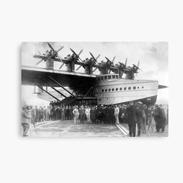 Flying boat. Ancient photography of ancient technique. Metal Print