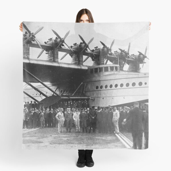 Flying boat. Ancient photography of ancient technique. Scarf