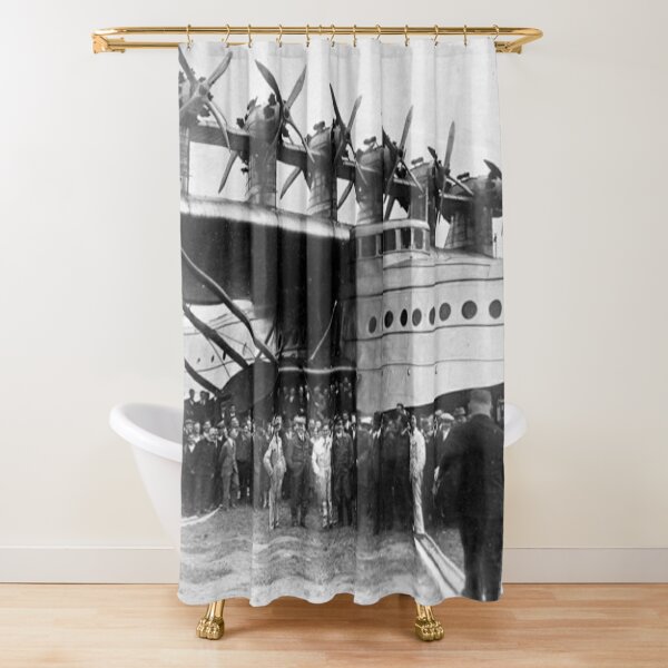 Flying boat. Ancient photography of ancient technique. Shower Curtain