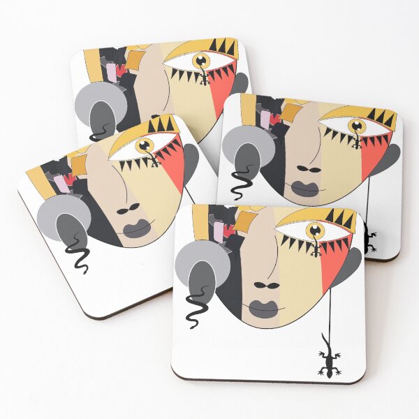 Item preview, Abstract colorful face art with abstract shapes designed and sold by KissedbyArt.