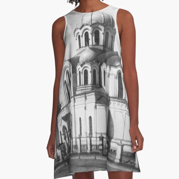 Ancient photo of the ancient orthodox church A-Line Dress
