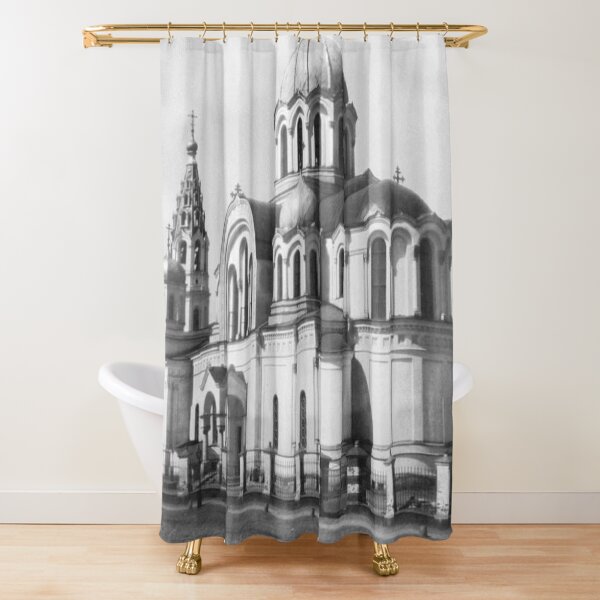 Ancient photo of the ancient orthodox church Shower Curtain