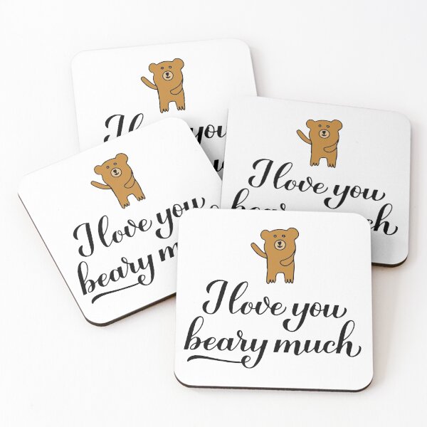 Item preview, I love you beary much pun quote with hand drawn cute bear. designed and sold by LaBelezoka.