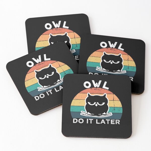 Item preview, Owl Do It Later | Perfect Cute Funny Owl Procrastination Gift Idea for Her for Him Vintage Retro designed and sold by Van-Tees.