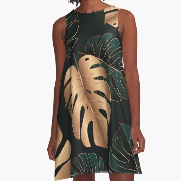 Item preview, Monstera Elegant Dark Green and Gold Tropical Leaves Pattern designed and sold by CynthiaGraphics.