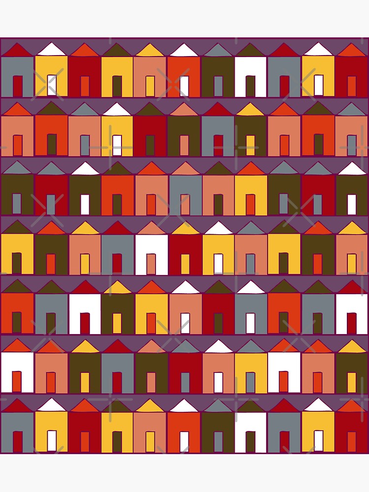 Beach Huts - Plum and Burgundy - Geometric pattern by Cecca Designs by Cecca-Designs