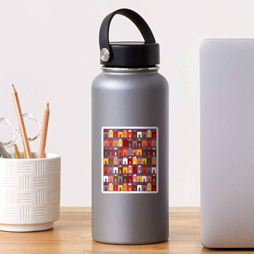 Beach Huts - Plum and Burgundy - Geometric pattern by Cecca Designs Sticker