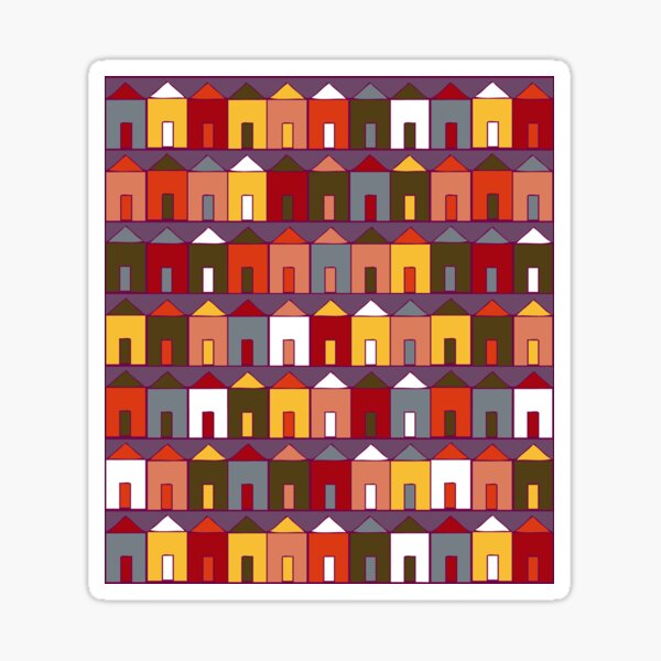 Beach Huts - Plum and Burgundy - Geometric pattern by Cecca Designs Sticker