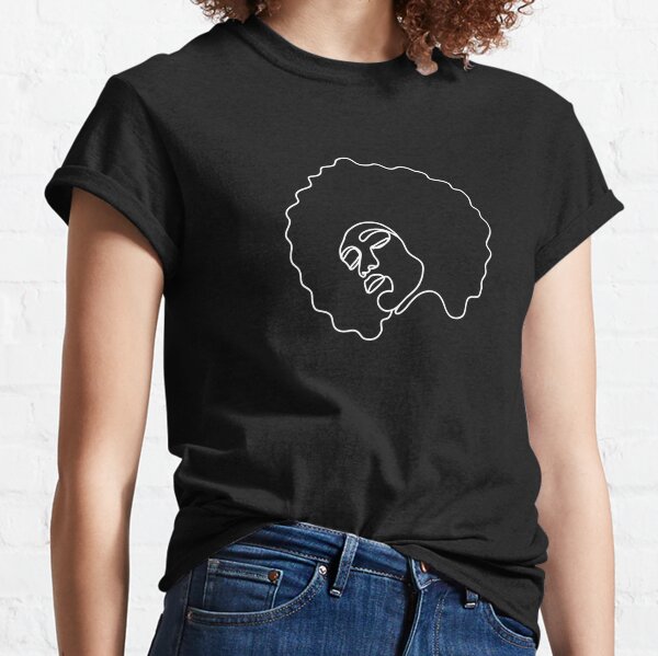 Black woman afro one line art Classic T-Shirt