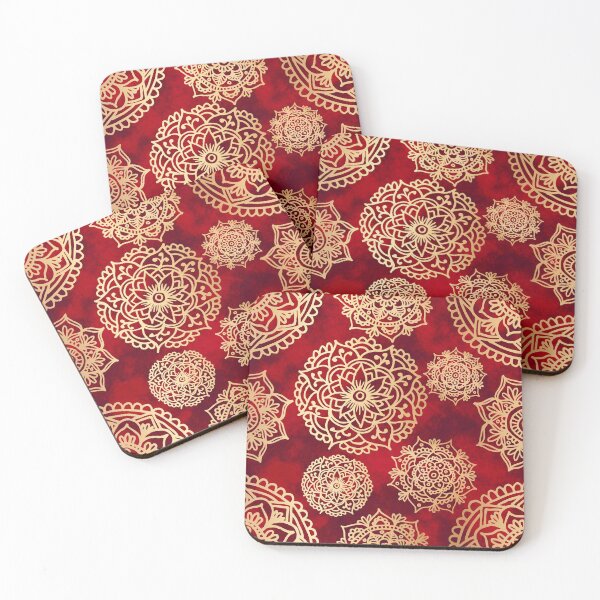Item preview, Red and Gold Mandala Pattern designed and sold by Julie Erin Designs.
