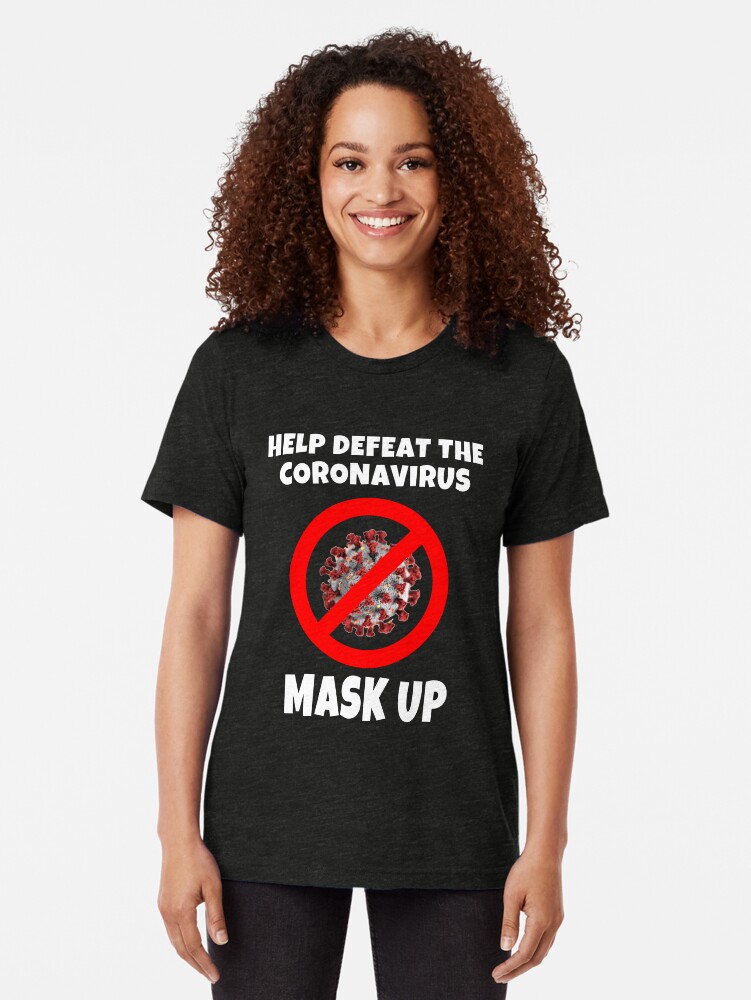Alternate view of Defeat the Coronavirus Message Tri-blend T-Shirt
