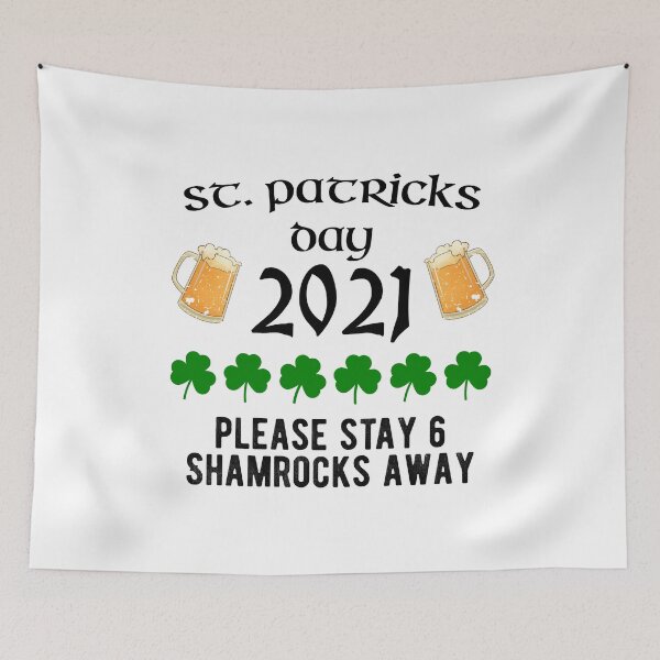 Item preview, St Patricks Day 2021 Social Distancing Quarantine 6 shamrock away designed and sold by RainbowPandas.