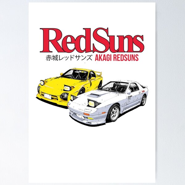 Initial D RedSuns RX7 Manga Anime Drift Poster for Sale by