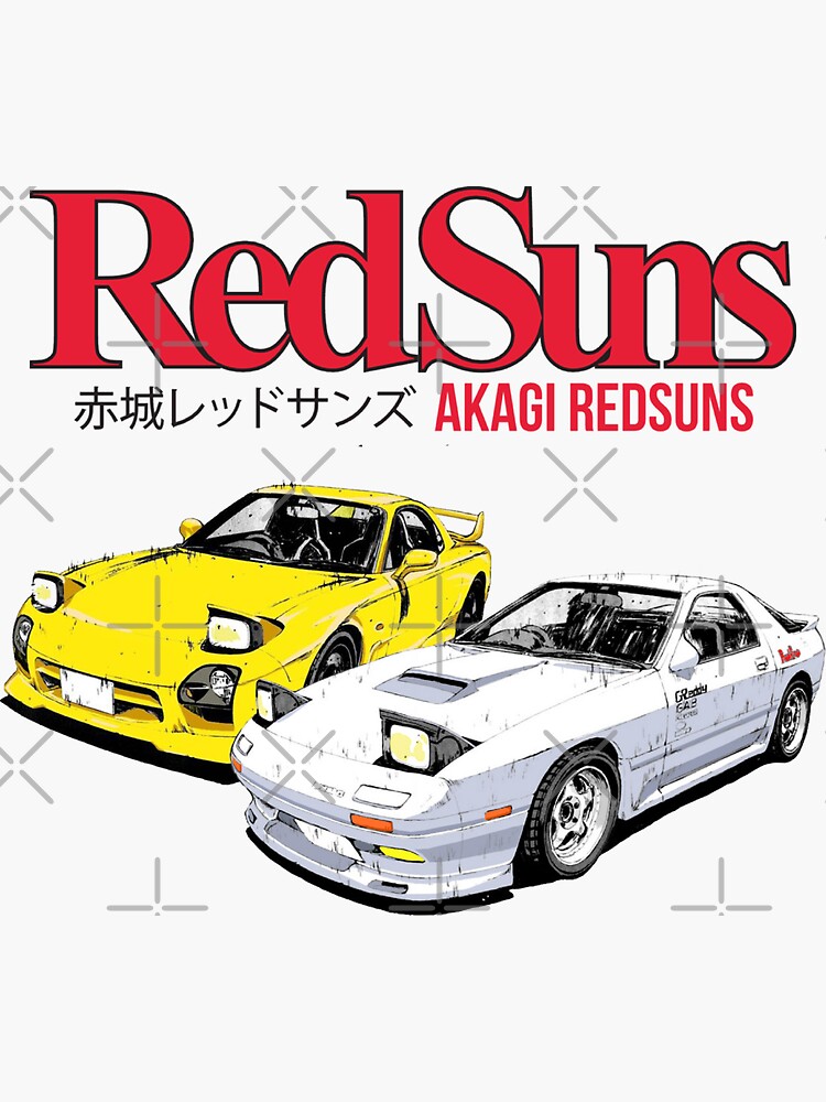 Initial D RedSuns RX7 Manga Anime Drift Sticker for Sale by GeeknGo