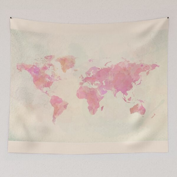 Item preview, White Pink World Map designed and sold by mouad naouiri.