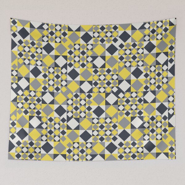 Item preview, Geometric elements in a simple ornament in yellow and gray color palette variations designed and sold by acidmit.