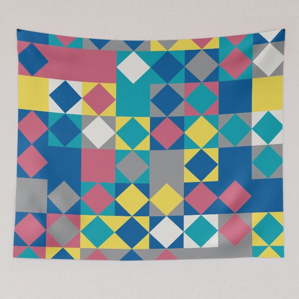Item preview, Abstract mosaic with geometric elements in random yellow and gray color palette variation designed and sold by acidmit.