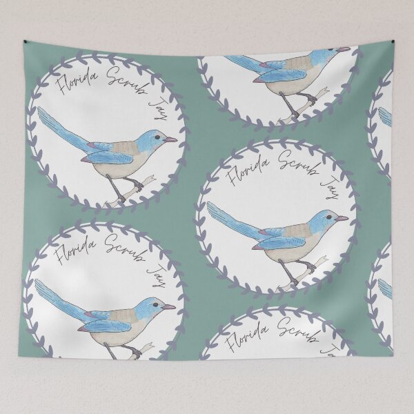 Item preview, Florida Scrub Jay bird species Art illustration designed and sold by TheWaterBirds.