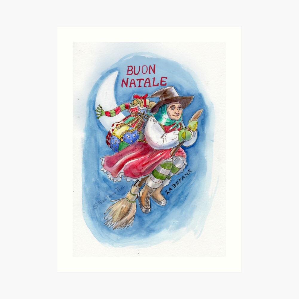 Greeting card with text la befana cute witch Vector Image