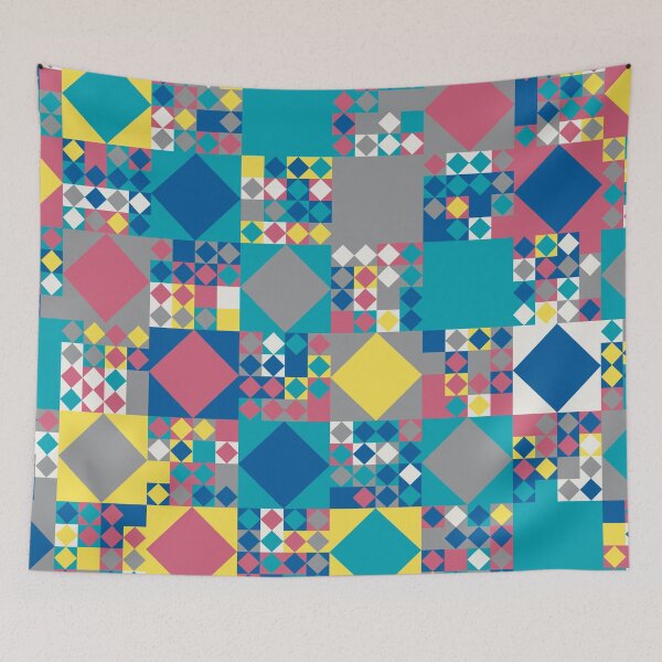 Item preview, Geometric elements in an abstract mosaic in random yellow and gray color palette variations designed and sold by acidmit.