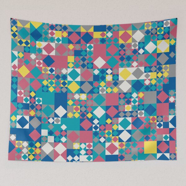 Item preview, Geometric elements in an abstract mosaic in random yellow and gray color palette variations designed and sold by acidmit.