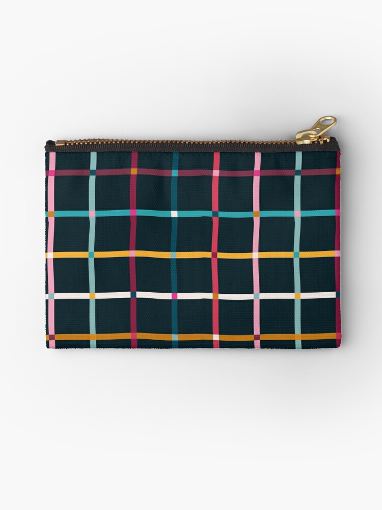 Plaid Pattern Long Wallet Zipper With Wristlet