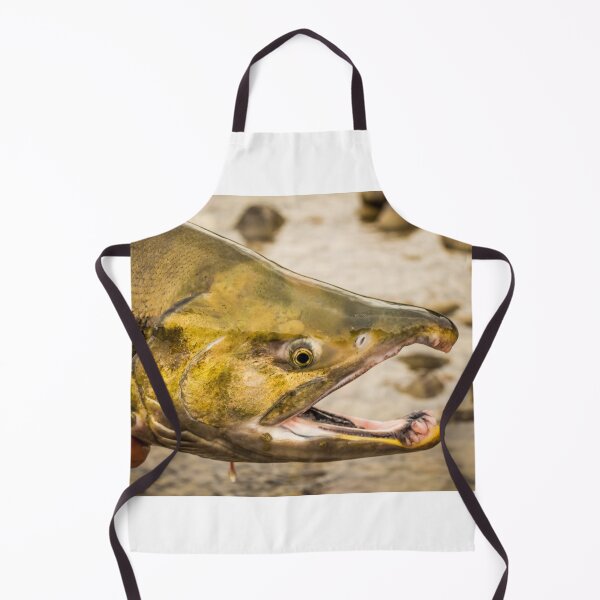 Item preview, The green head of a Chum salmon with a big kype in the jaw. designed and sold by SnapTPhotograph.