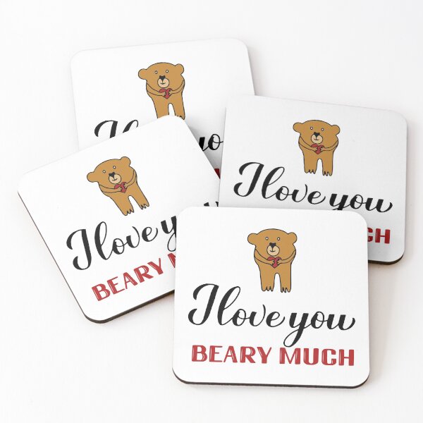 Item preview, I love you beary much calligraphy lettering with hand drawn cute bear designed and sold by LaBelezoka.