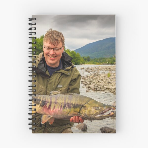 Item preview, A happy sport fisherman holding up a big trophy Chum Salmon designed and sold by SnapTPhotograph.