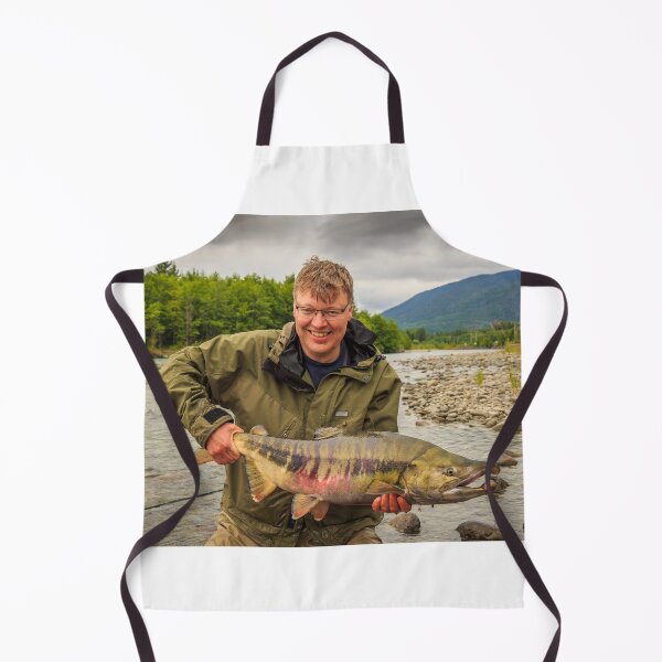 Item preview, A happy sport fisherman holding up a big trophy Chum Salmon designed and sold by SnapTPhotograph.