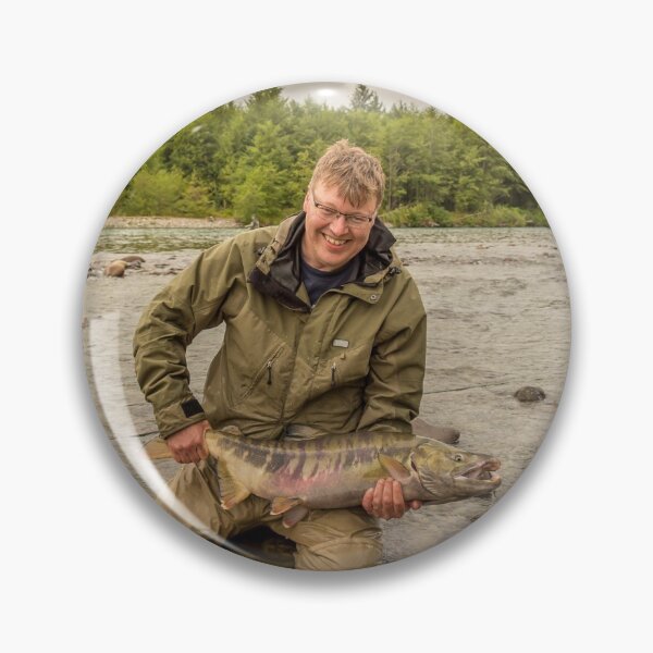 Item preview, A happy sport fisherman holding up a big trophy Chum Salmon designed and sold by SnapTPhotograph.