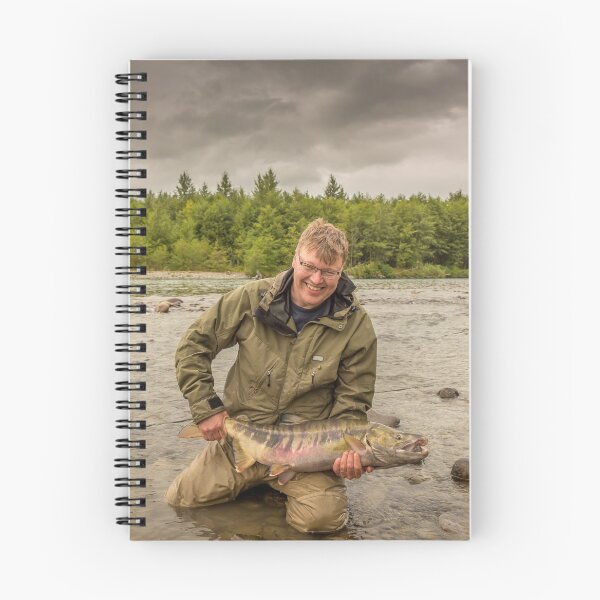 Item preview, A happy sport fisherman holding up a big trophy Chum Salmon designed and sold by SnapTPhotograph.