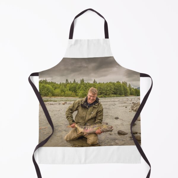 Item preview, A happy sport fisherman holding up a big trophy Chum Salmon designed and sold by SnapTPhotograph.
