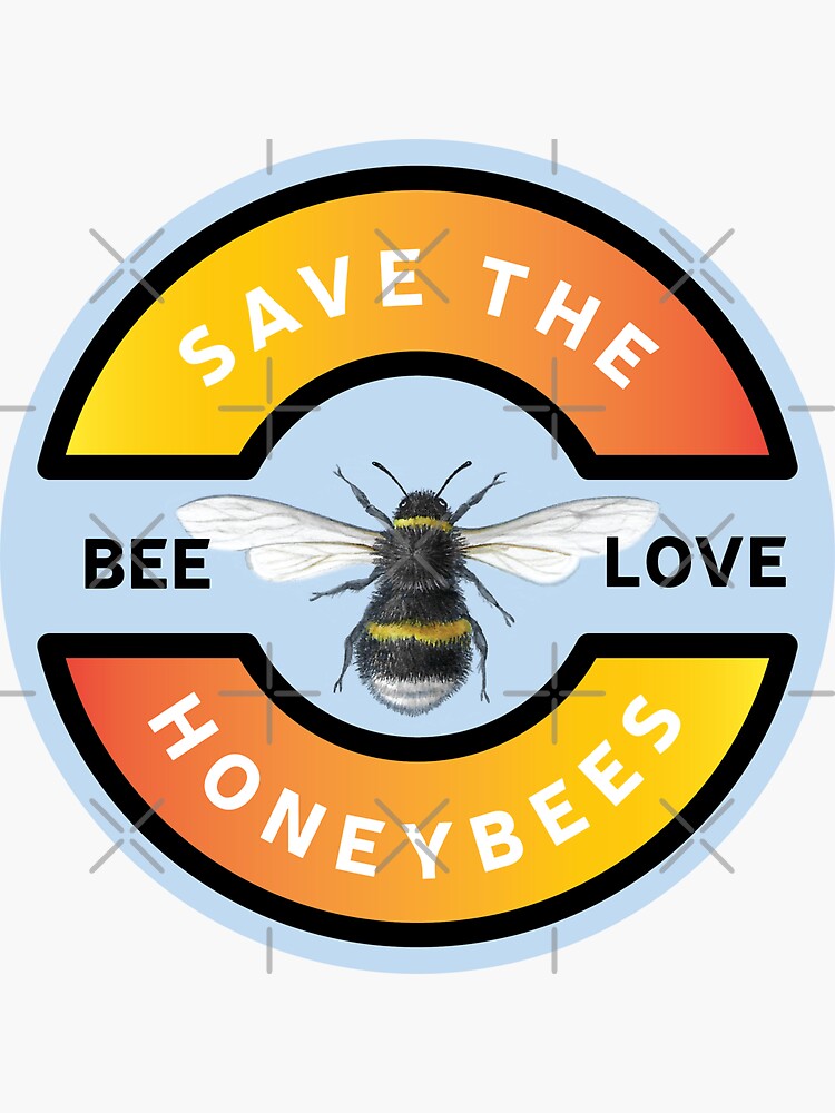 Thumbnail 3 of 3, Sticker, Save the Bees designed and sold by Wildharegrafix.