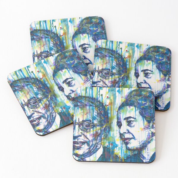 Item preview, SARTRE and SIMONE DE BEAUVOIR watercolor and ink portrait  designed and sold by lautir.