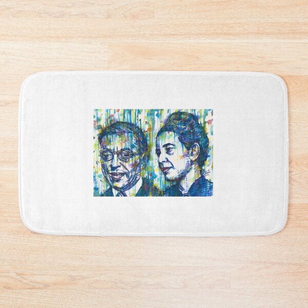 Item preview, SARTRE and SIMONE DE BEAUVOIR watercolor and ink portrait  designed and sold by lautir.